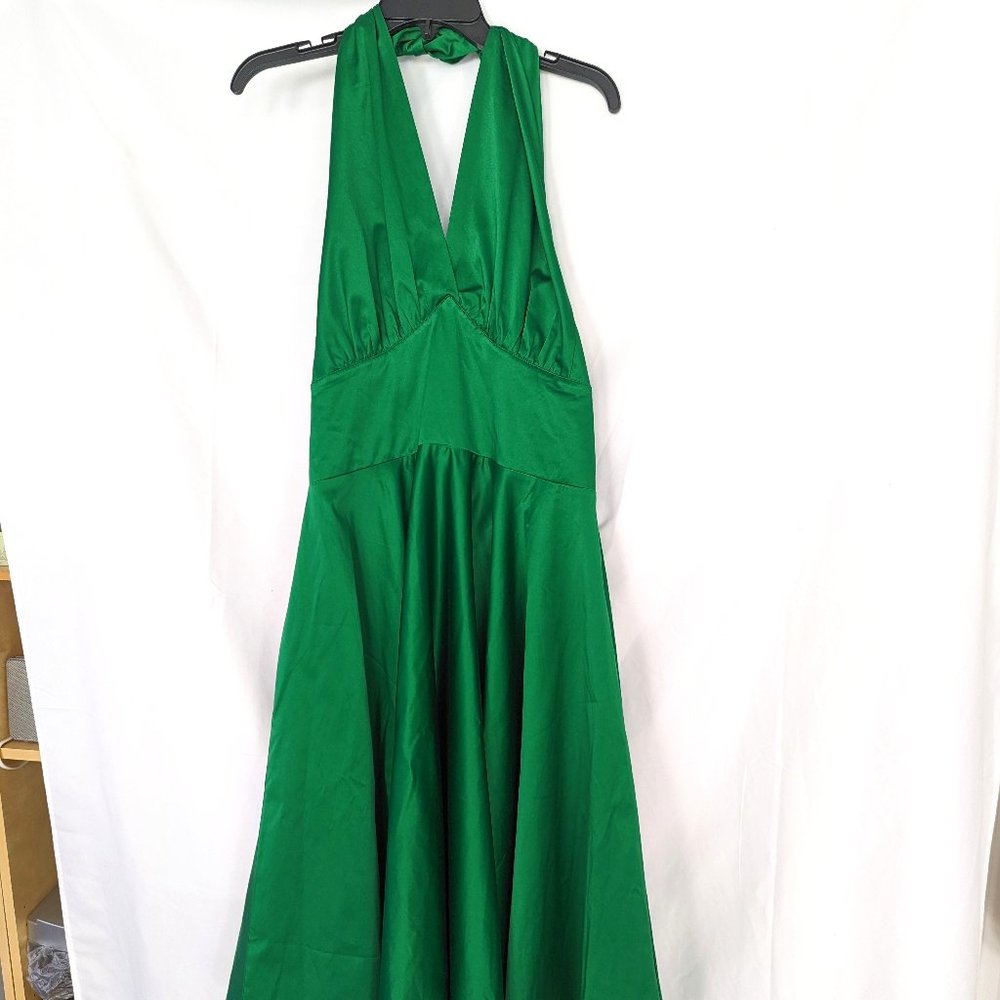 Trashy Diva EUC Green Satin Halter Dress